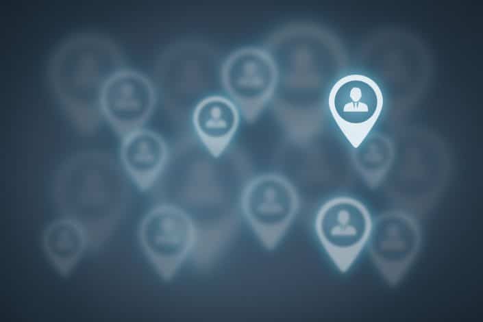 Image with dull and one lit pointer for target customers