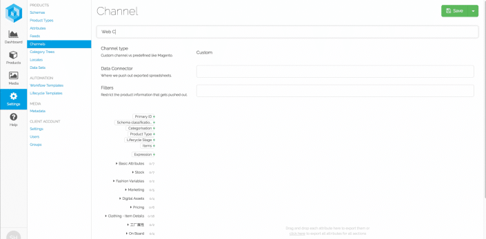 Screenshot Setting up Channels in Pimberly Screenshot Setting up Channels in Pimberly