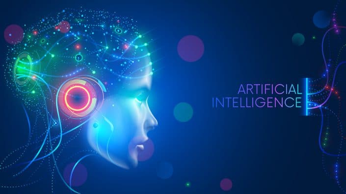 Artificial intelligence. Neural network. AI with Digital Brain is learning. Face of cyber mind. Technology background concept. Artificial intelligence is one of the hottest trends in the technology space.