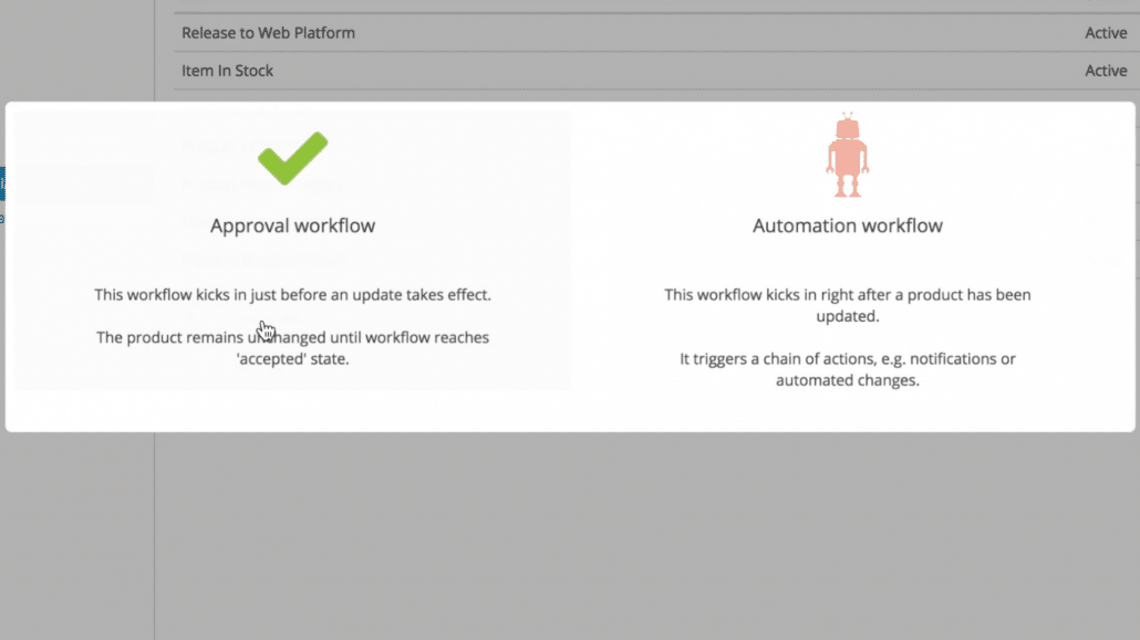 Pimberly Screenshot: setting up workflows