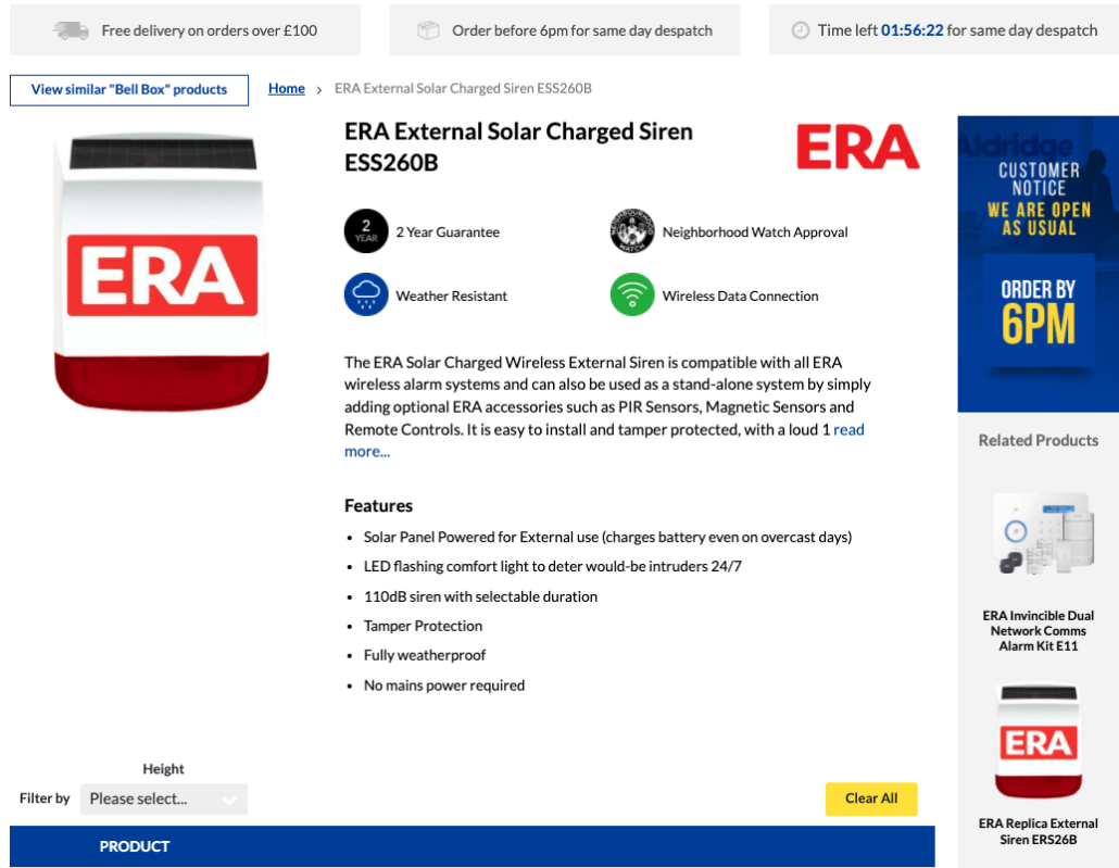 aldridge-security-product-detail-page