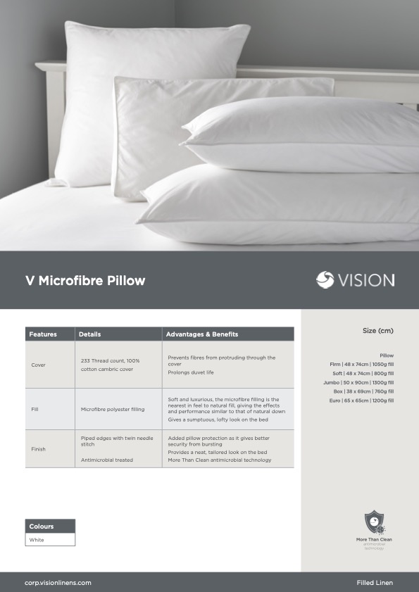 image of a product data sheet by Vision, produced by Pimberly