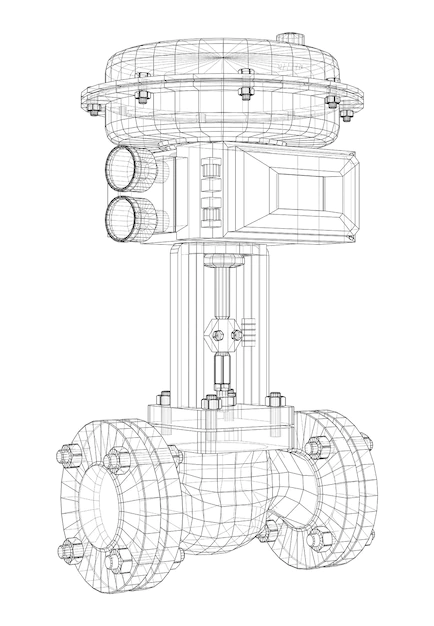 wireframe diagram of a valve