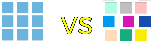 Graphic showing plane colours versus multicolours