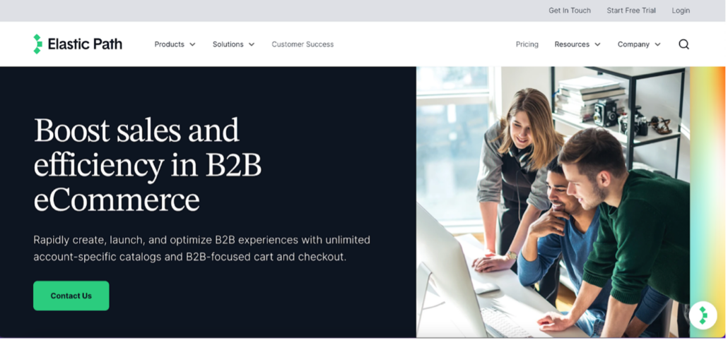 image of elastic path b2b ecommerce edition homepage