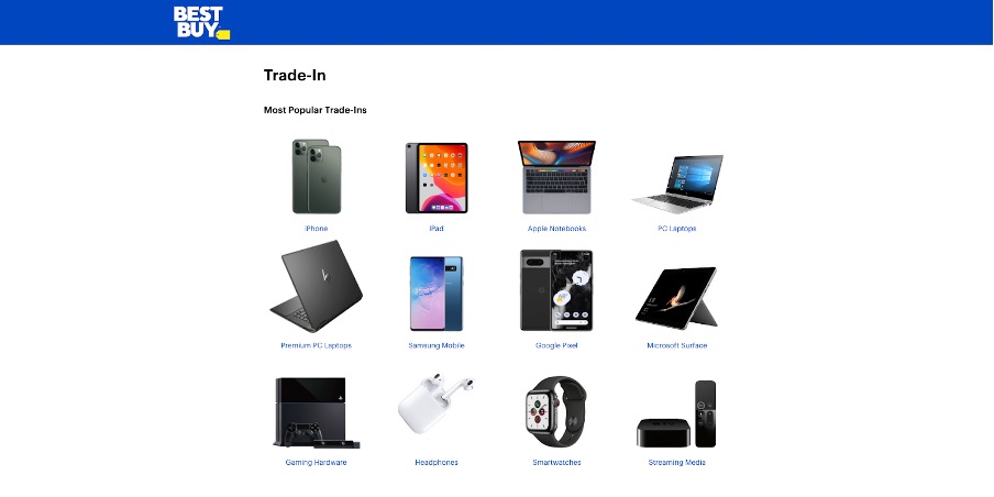 image of the best buy trade in scheme home page