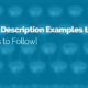 image of blue background with text that reads 'product desciption examples that sell, 5 rules to follow'