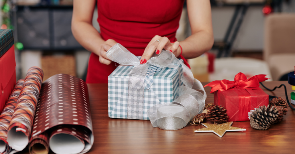 image of christmas gifts being wrapped